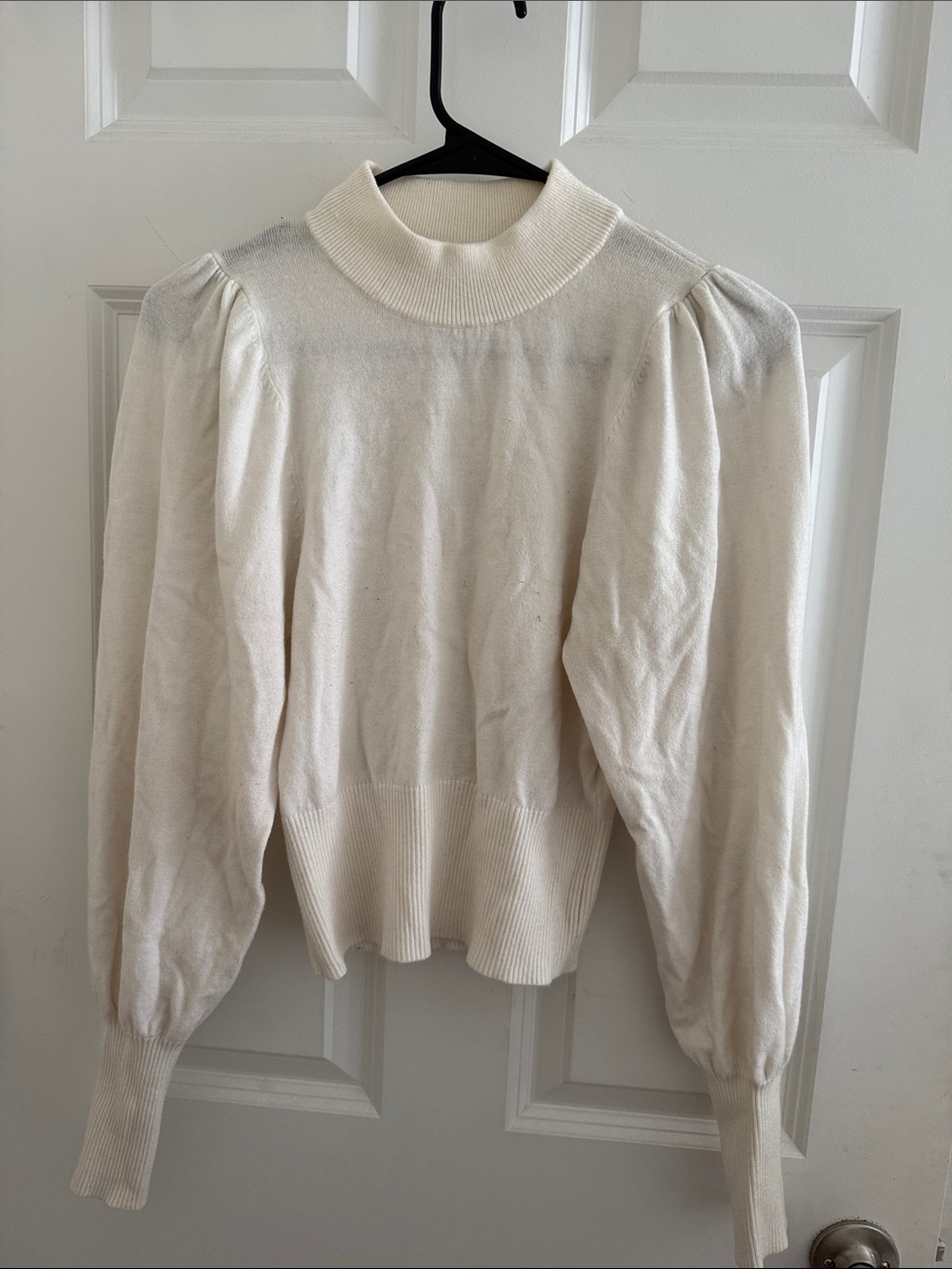 Cream Puff-Sleeve Mock Neck Sweater - Women